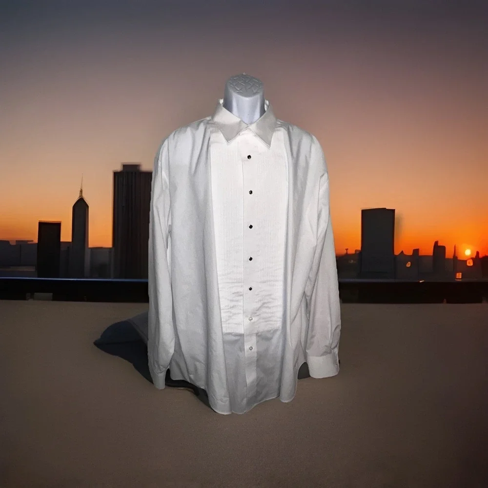 Neil Allyn 2XL Men's Tuxedo Shirt Pleated‎ White Jeweled Buttons